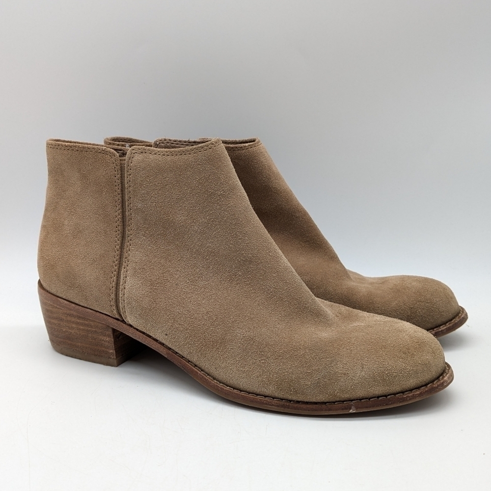 Antonio Melani tan leather block heel ankle boot 7.5